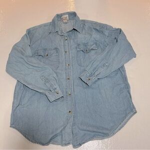 Denim Republic Size L Cotton Long Sleeve Collared Button Down‎ Shirt